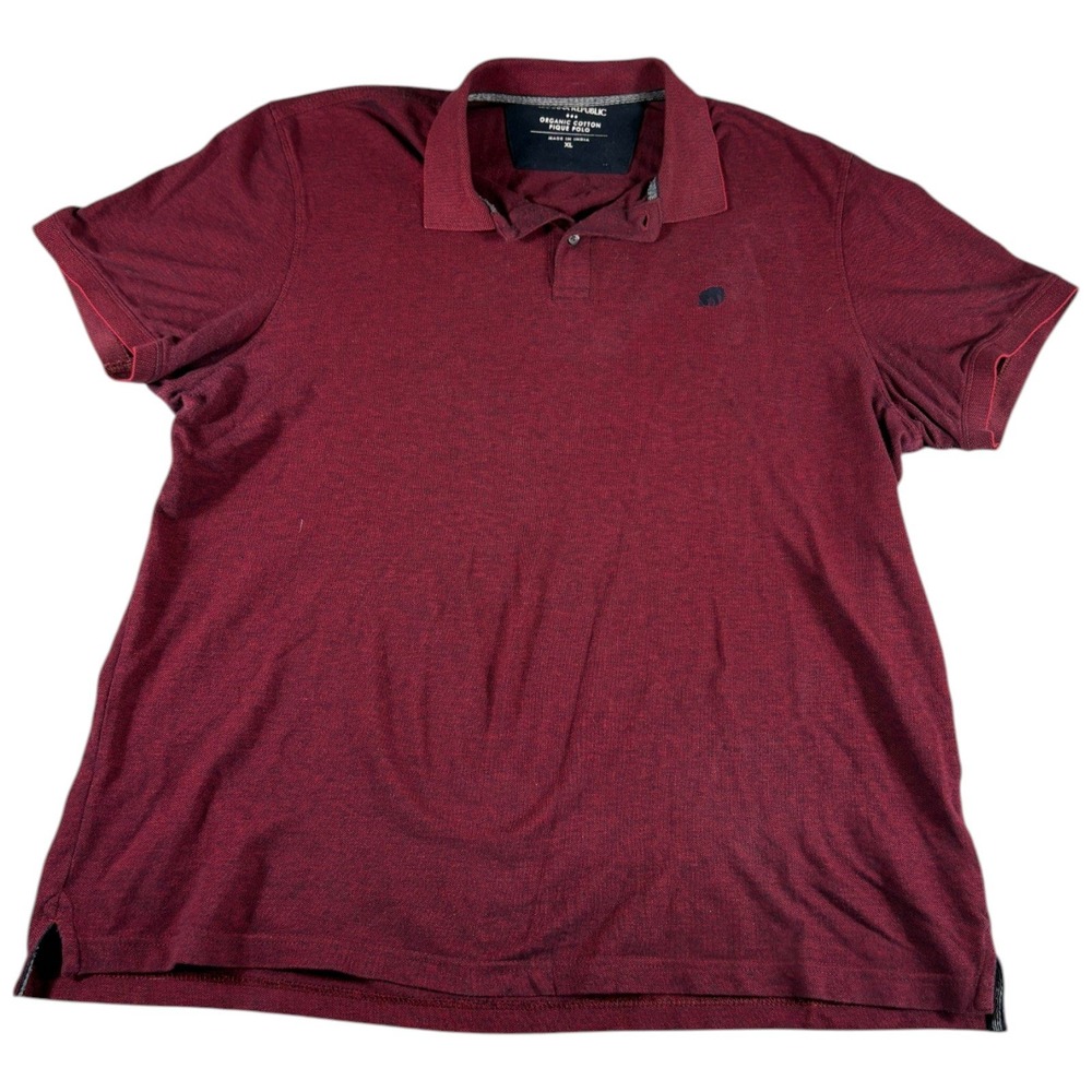 Banana Republic Pique Polo Shirt Men XL Burgundy Organic Cotton Embroidered Golf